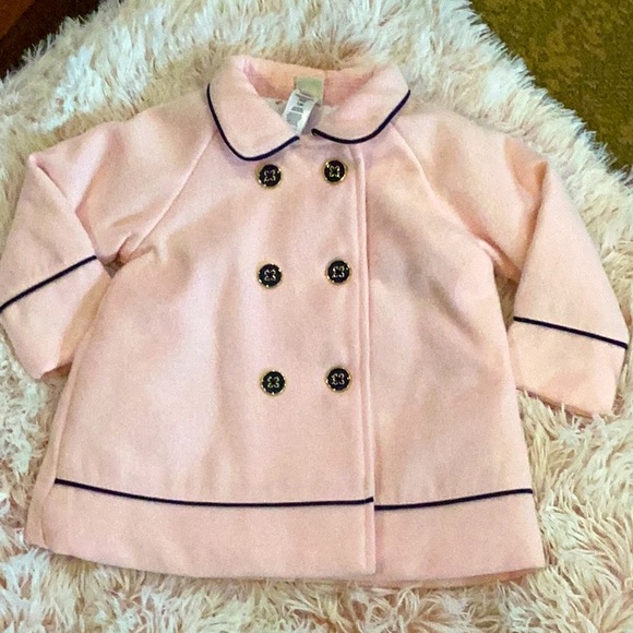 NWT LITTLE ME PINK GIRLS LINED PEACOAT SZ.12M - Picture 1 of 9